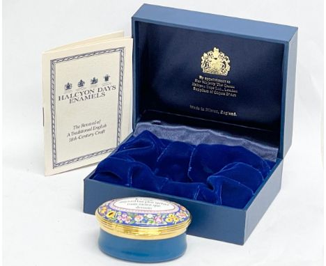 A Halcyon Days Enamels patch box in case. 