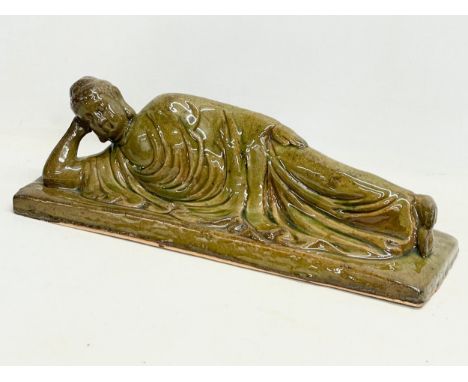 A large vintage glazed Buddha figure. 43x14.5x14cm 