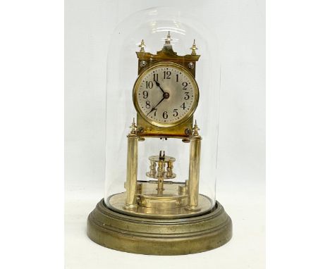 A BHA brass 400 Day Anniversary clock with glass dome. 30cm 