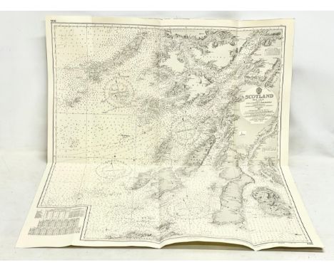 2 vintage Scottish West Coast Ordinance Survey Maps. Crowm Copyright, 1967. Kelvin Hughes London Chart Department. 86x104cm e