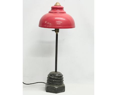 A large table lamp with metal industrial style shade. 73cm 