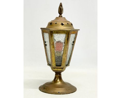 An early 20th century brass lantern porch ceiling light 29cm 