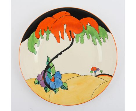 Bizarre by Clarice Cliff Wilkinson Honeyglaze large plate in the Woodland design, 25 cm diameterCondition Report:  Good condi