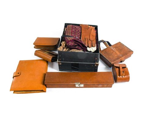 Gents Costume and Travel Accessories, comprising a grey felt top hat (size 57/7), boxed with grey leather gloves, various sil