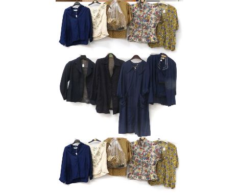 Circa 1930-50s Ladies Day Wear and Separates, comprising eight short and long sleeve tops in printed and embroidered designs,