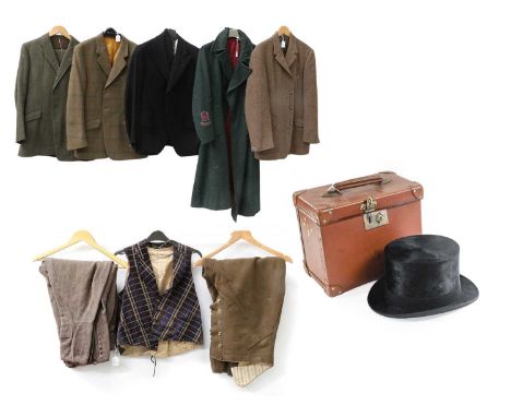 Gents 20th Century Costume and Accessories, comprising a Forsyth Bros. Hamilton, Wishaw and Motherwell Black Silk Top Hat in 