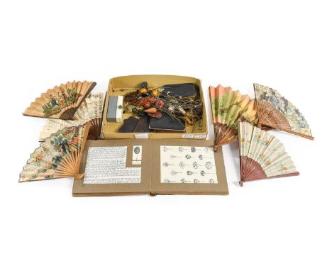 Assorted Costume Accessories comprising a quantity of hat pins in filigree, glass, micro mosaic, enamel, four faux tortoisesh