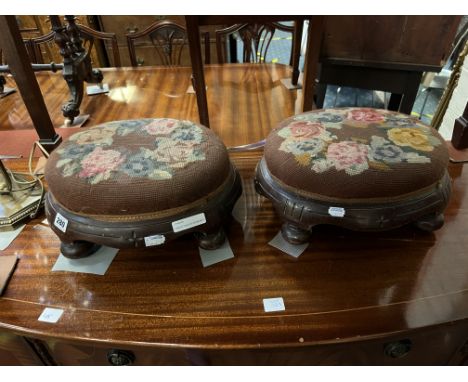 PAIR OF TAPESTRY VICTORIAN FOOTSTOOLS