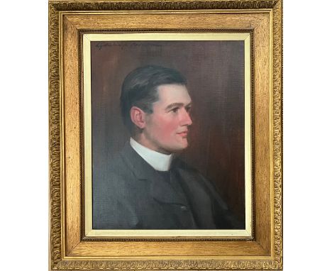 CHARLES GOLDSBOROUGH ANDERSON (1865-1936) BRITISH. OIL ON CANVAS.“PORTRAIT OF A HANDSOME GENTLEMAN”. SIGNED.MEASURES 44CM X 5