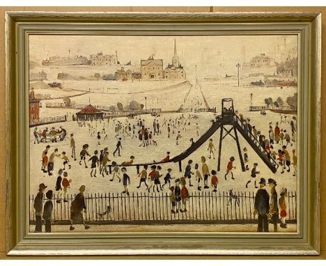 FRAMED PRINT OF L.S. LOWRY - CHILDREN'S PLAYGROUND 67 x 52 cm
