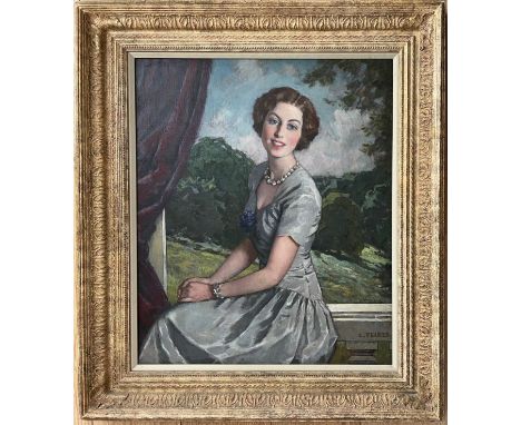 CARL FELKEL (1896-1973) AUSTRIAN. OIL ON CANVAS.“PORTRAIT OF A YOUNG LADY WEARING PEARLS”. SIGNED AND DATED.MEASURES 53CM X 6