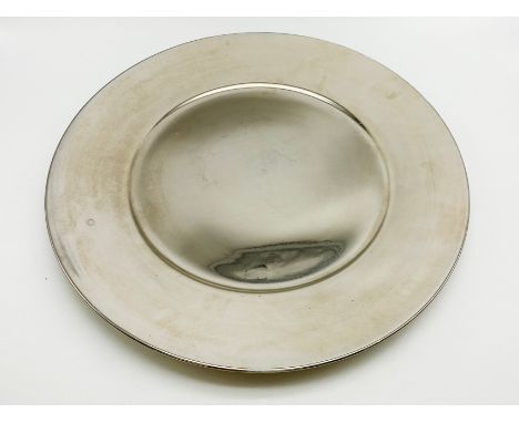 SILVER METALLIC GLAZE CIRCULAR CERAMIC PLATTER BY TOINI MUONA FOR ARABIA c.1970SIGNEDAPP.SIZE: 43CM 