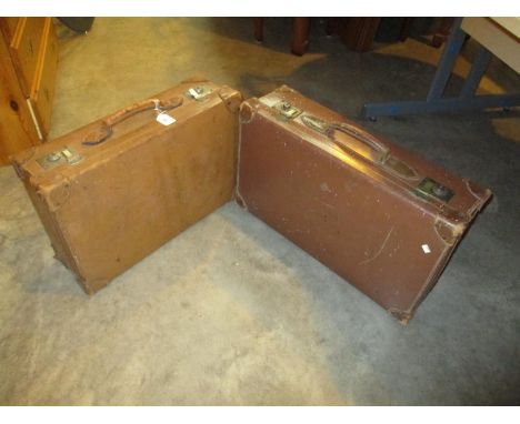 Two Vintage Leather Suitcases 