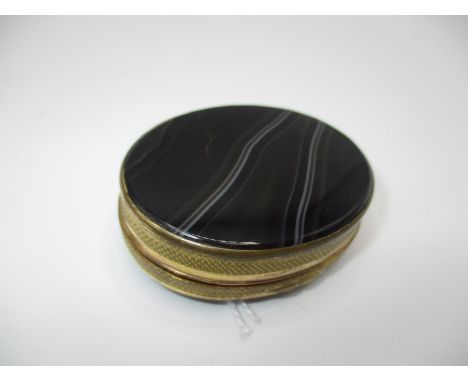 Scottish Double Sided Agate and Yellow Metal Snuff Box, 5x4cm 