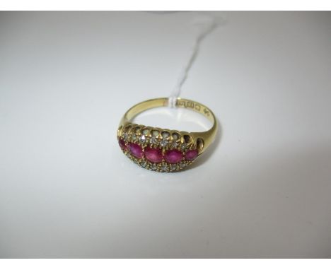 18ct Gold Ruby and Diamond Ring, 3.97g, Size O 