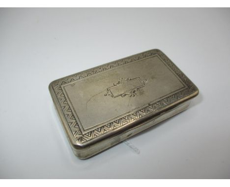 19th Century Continental White Metal Snuff Box, Stamped 9 CN, 6.5cm, 48.8g 