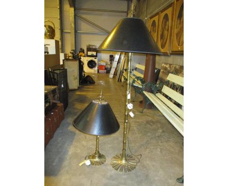 Brass Bamboo Effect Floor Lamp and Matching Table Lamp 