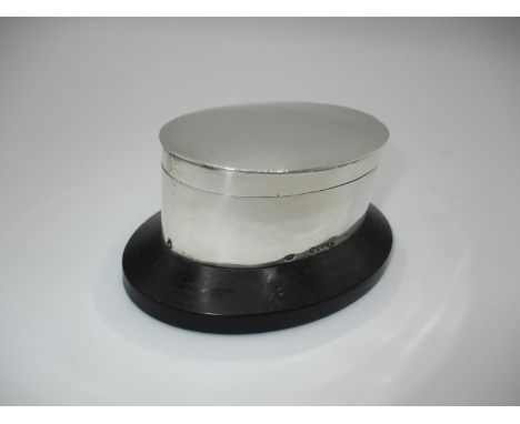 Victorian Silver Table Snuff Box on an Ebony Base, London 1886 