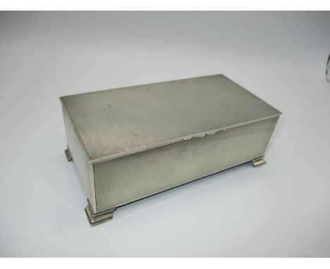 Silver Engine Turned Cigarette Box, Birmingham 1958 by JR, Presentation Engraved 