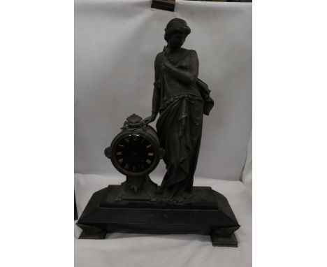 A PENDULUM MANTLE CLOCK IN NAPOLEON III STYLE REPRESENTING A WOMAN HEIGHT 54CM 
