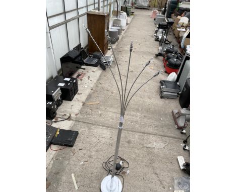 A METAL FIVE BRANCH STANDARD LAMP 