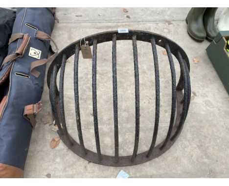 A LARGE HEAVY CAST IRON HAY RACK PLANTER 