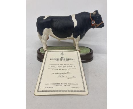 A ROYAL WORCESTER MODEL OF A BRITISH FRESIAN BULL MODELLED BY DORIS LINDNER AND PRODUCED IN A LIMITED EDITION OF FIVE HUNDRED