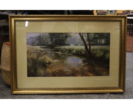 A FRAMED PRINT OF A RIVER SCENE BY DIPNALL 