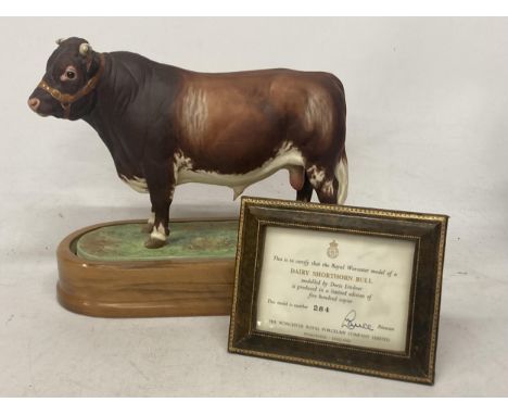 A ROYAL WORCESTER MODEL OF A DAIRY SHORTHORN BULL MODELLED BY DORIS LINDNER PRODUCED IN A LIMITED EDITION OF FIVE HUNDRED COP