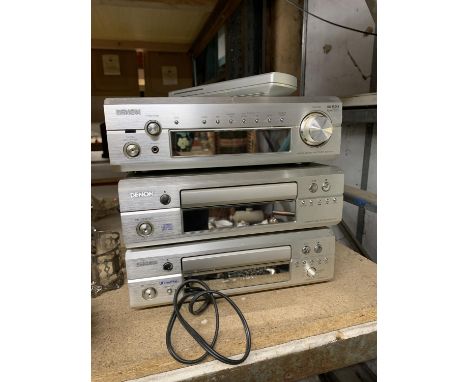 THREE RARE DENON SEPERATES WITH REMOTE CONTROL TO INCLUDE A STEREO RECEIVER, COMPACT DISC PLAYER AND CASSETTE DECK 