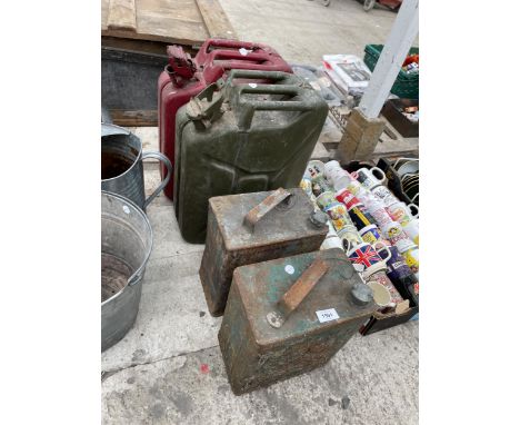 TWO VINTAGE JERRY CANS AND TWO VINTAGE ESSO FUEL CANS 