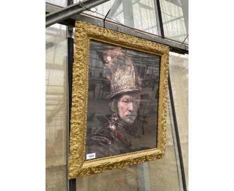 A MID CENTURY GILT FRAMED PRINT OF A SOLDIER 
