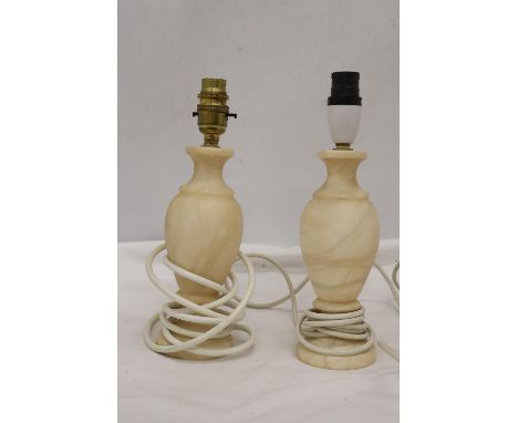 A PAIR OF MARBLE LAMP BASES 