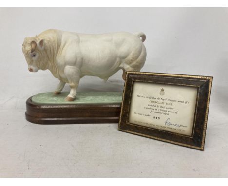A ROYAL WORCESTER MODEL OF A CHAROLAIS BULL MODELLED BY DORIS LINDNER AND PRODUCED IN A LIMITED EDITION OF FIVE HUNDRED COPIE