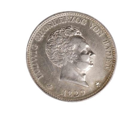 Altdeutschland  / Baden - Taler zu 100 Kreuzer 1829, Grossherzog Ludwig, "im Kronentahler Fuss", ss, gereinigt| Old Germany /