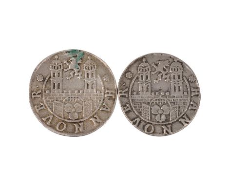 2 x Stadt Hannover - 12 Mariengroschen 1669/ 1671, Av: Löwe  über Stadttor, darin Kleeblatt, Rv: Wert, Erhalt 1 x s-ss, Henke
