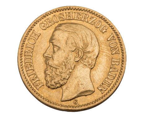 Deutsches Kaiserreich / Baden - 20 Mark 1894/G, Grossherzog Friedrich, ca. 7,16 Gramm Gold fein, ss| German Empire / Baden - 