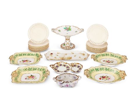 Four Copeland &amp; Garrett dessert dishes and other ceramic tableware
Including a Minton Tazza, 19cm high, twelve creamware 