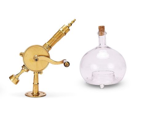 An Original Rotary Eclipse brass bar cork screw, a hanging glass lantern and a glass wasp trap
The cork screw numbered 2767, 