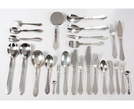 Comprising: four table knives, four table forks, six fish knives, six fish forks, four salt spoons, four hors d'oeuvres knive