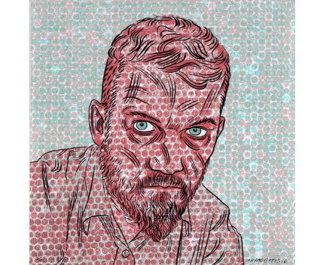 Conrad Botes (South African 1969-) SELF-PORTRAIT signed, dated 16 and editioned 6/9 in pencil in the margin four colour litho