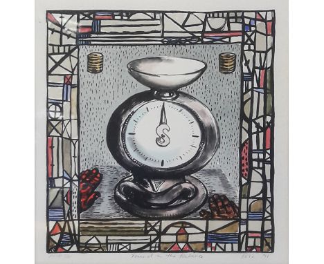 Deborah Margaret Bell (South African 1957-) FOUND IN THE BALANCE (GREY) signed, dated 91, editioned 1/5 and titled in pencil 