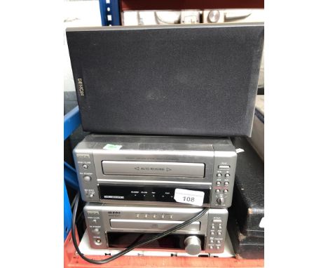 A Denon midi hi fi including CD and cassette player - ONLY ONE SPEAKER 