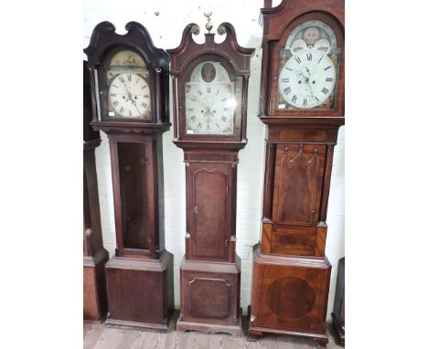 A late 18th century 8 day oak long case clock, the 13" painted dial with seconds subsidiary and date aperture, height 224cm. 