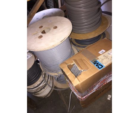 12 rolls of light and heavy duty 3 core cable and a box of telephone cable 