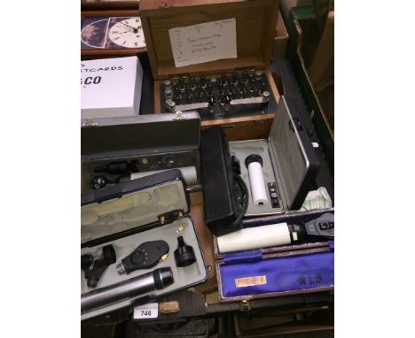 Box with portable Wheatstone Bridge and other testing  tools etc. 