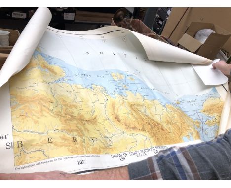2 vintage military maps - Army Maps Sevice - approx 140 x 102 cm. One showing Eastern Arctic and Eastern Siberian sea, the ot