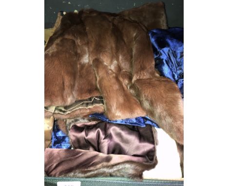 An Antler suitcase containing ladies brown fur jacket, fur stole, and various other vintage clothing including nightwear 