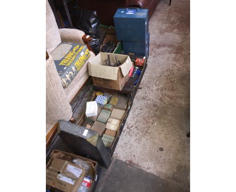 A large quantity of tools including boxes of screws, bolts, etc. 