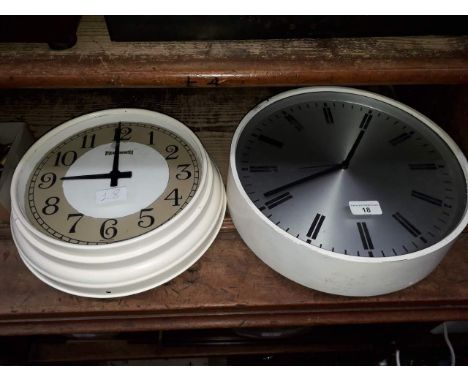 A Smiths Industries military wall clock designed by Robert Welch and a Ferranti wall clock, diam. 33cm &amp; 30cm respectivel